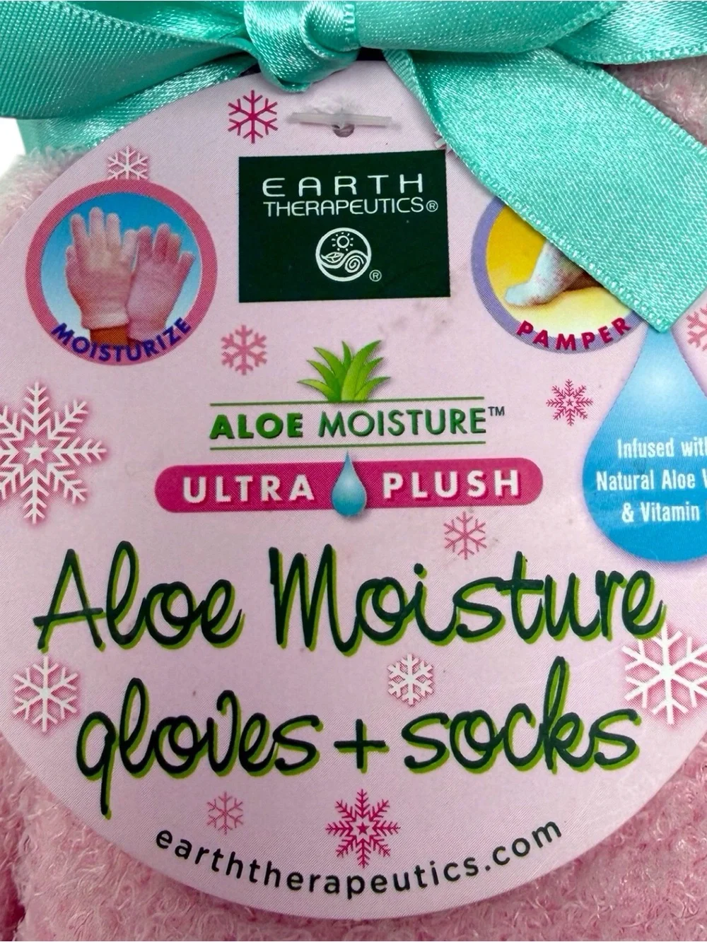Earth Therapeutics Aloe Moisture Ultra Plush Gloves & Socks Set - Pink NWT